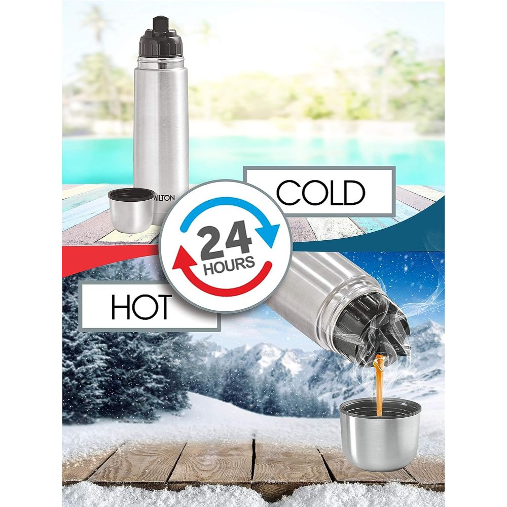 Milton Vacuum Flasks Thermosteel Flip Lid 750 ml, Steelplain