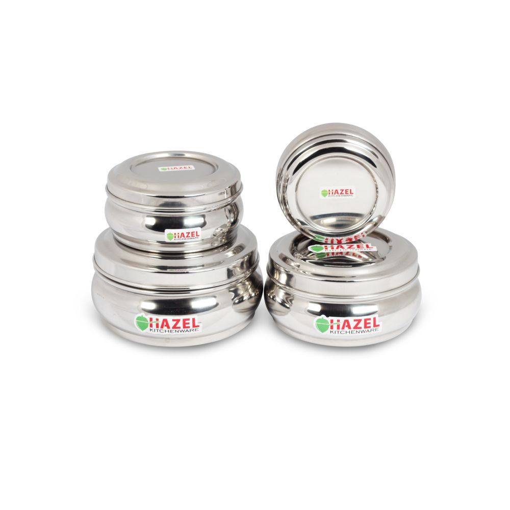 HAZEL Stainless Steel Kitchen Storage Containers, 250 ml To 1000 ml, Sliver, Set Of 4