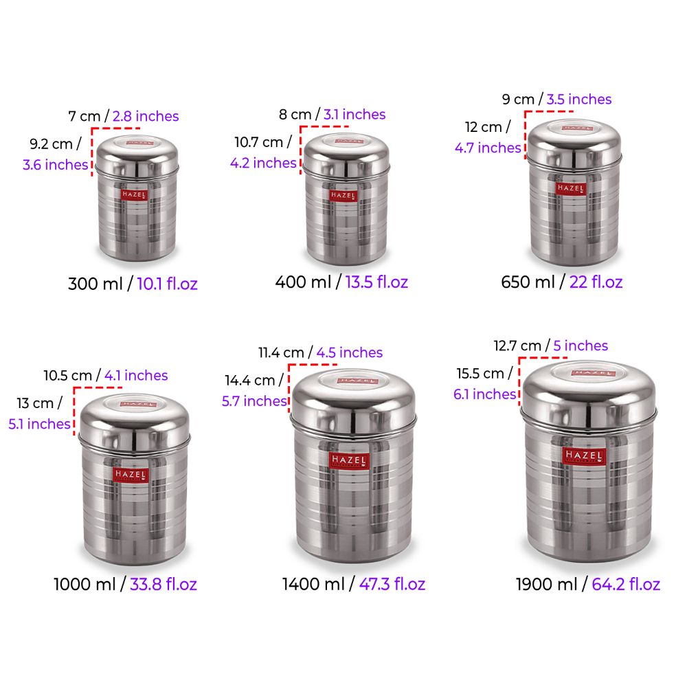 HAZEL Kitchen Storage Steel Container - 12 Pcs Set