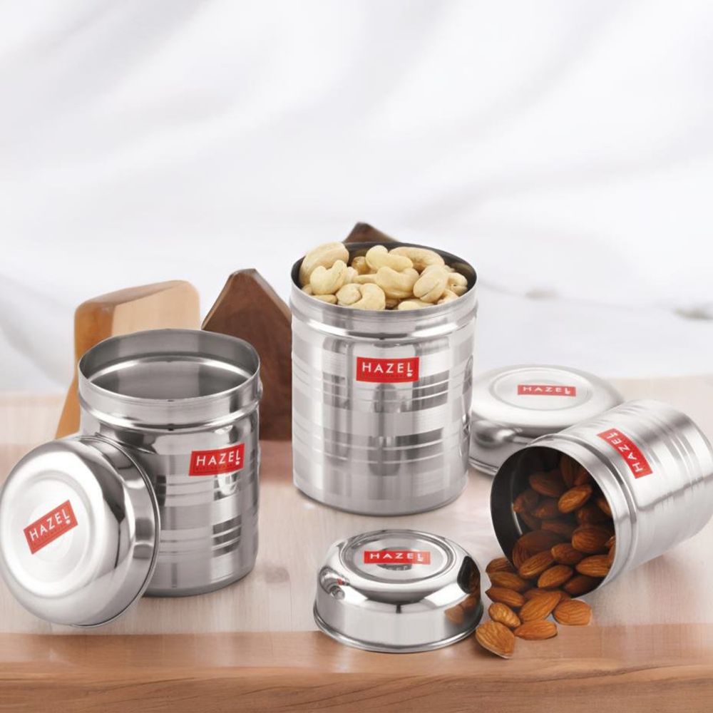 HAZEL Stainless Steel Kitchen Containers for Storage Set of 3 | Airtight Containers for Food Storage