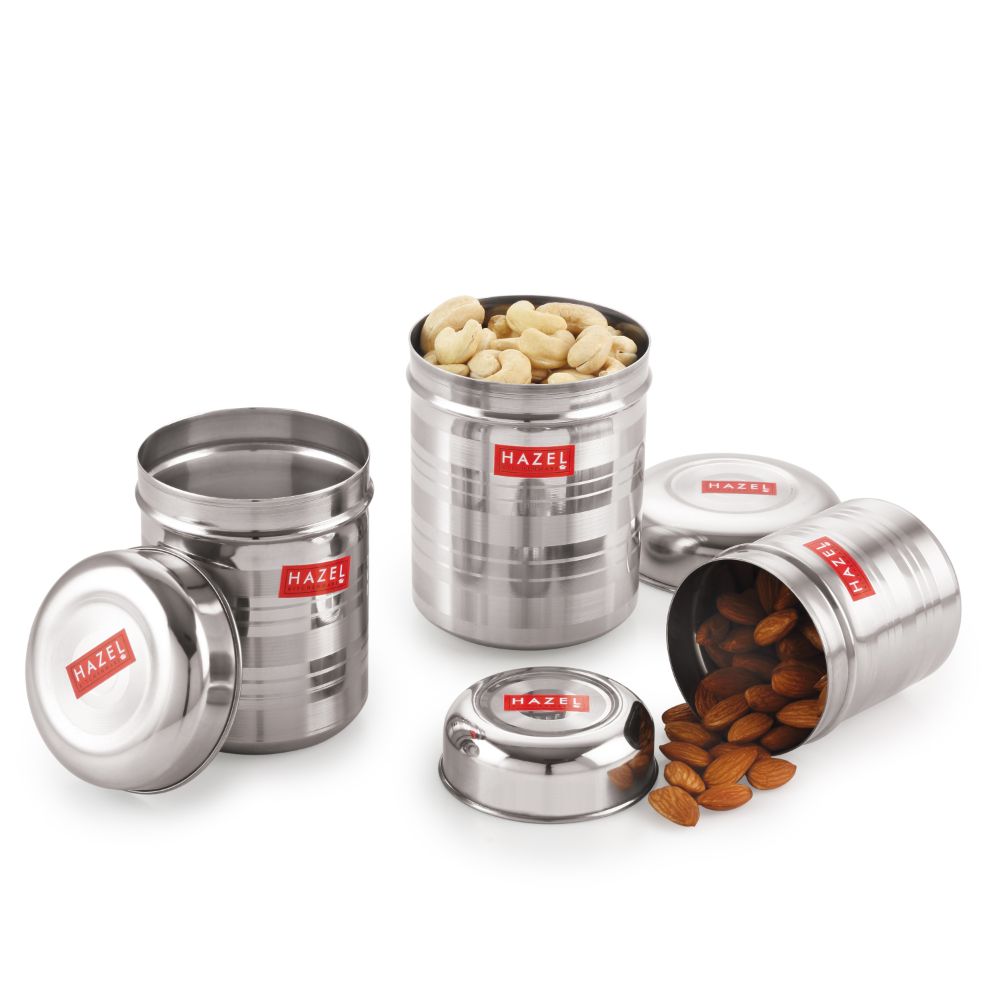 HAZEL Stainless Steel Kitchen Containers for Storage Set of 3 | Airtight Containers for Food Storage