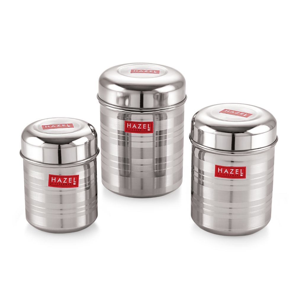 HAZEL Stainless Steel Kitchen Containers for Storage Set of 3 | Airtight Containers for Food Storage