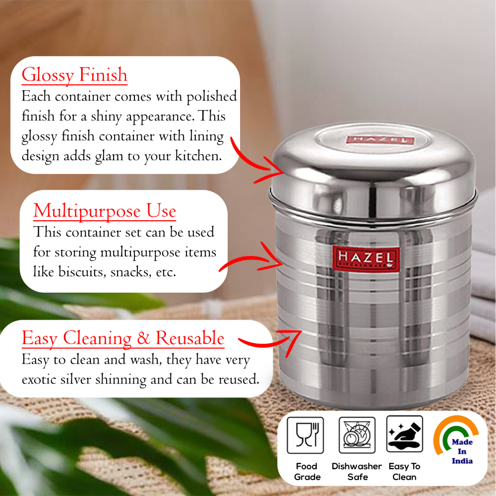 HAZEL Kitchen Storage Steel Container - 5 Pcs Set - Orange