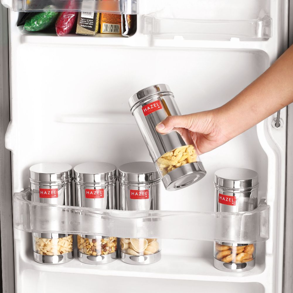 HAZEL Stainless Steel Refrigerator Storage Container | Stainless Steel See Through Storage Container for Kitchen | Container for Kitchen Storage 500 ML, Silver