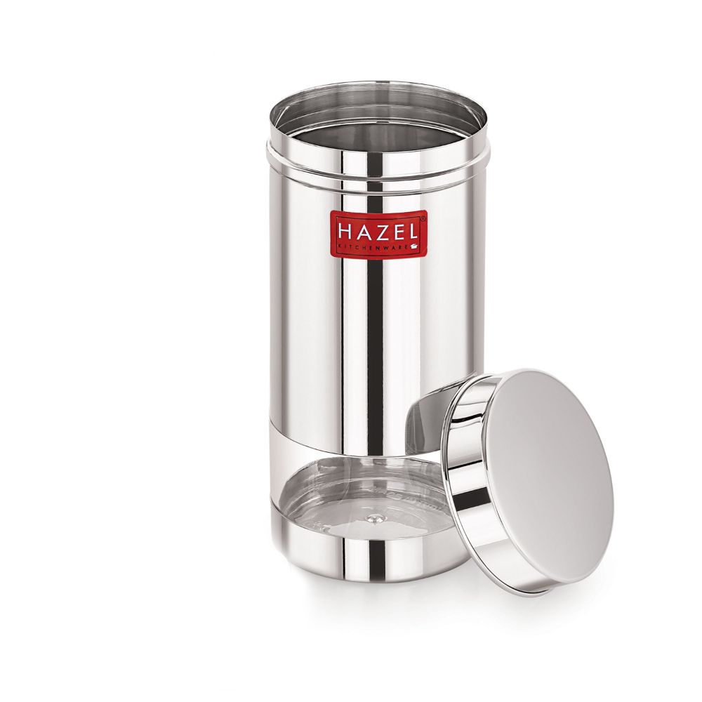 HAZEL Stainless Steel Refrigerator Storage Container | Stainless Steel See Through Storage Container for Kitchen | Container for Kitchen Storage 500 ML, Silver