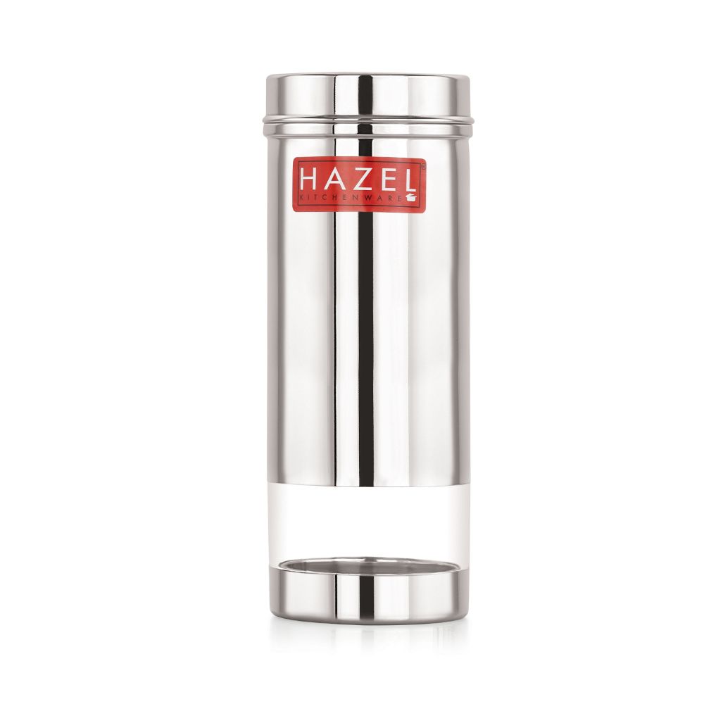 HAZEL Fridge Storage Container for Kitchen Storage | See through Refrigerator Storage Slim Container | Stainless Steel Food Storage Container For Kitchen 600 ML, Silver