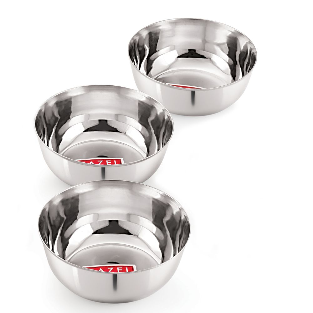 HAZEL Stainless Steel Mixing Bowl Wati Set of 3, 20 cm X 8 cm 1700 ml
