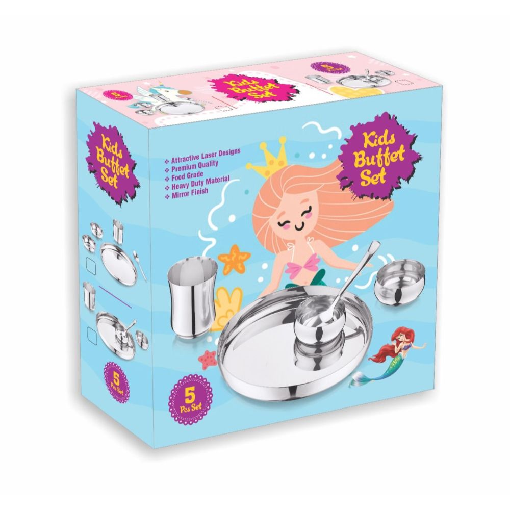 HAZEL Stainless Steel Dinner Set For Kids | APPLE Baby Dinner Set Combo of Steel plate, glass, Bowl & Spoon | Baby Dinner Set for 6 to 12 month