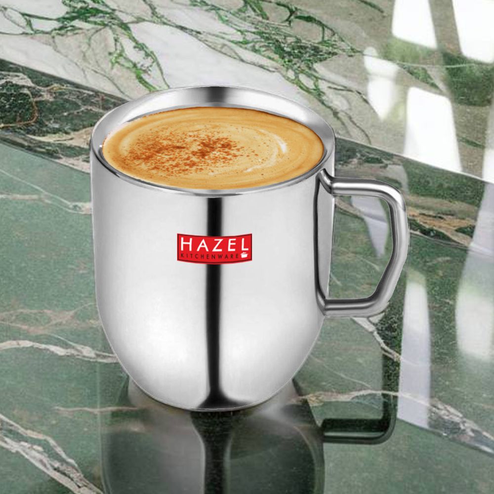 HAZEL Stainless Steel Green Tea Coffee Big Cute Plain Mug, 1 Pc, 300 ml