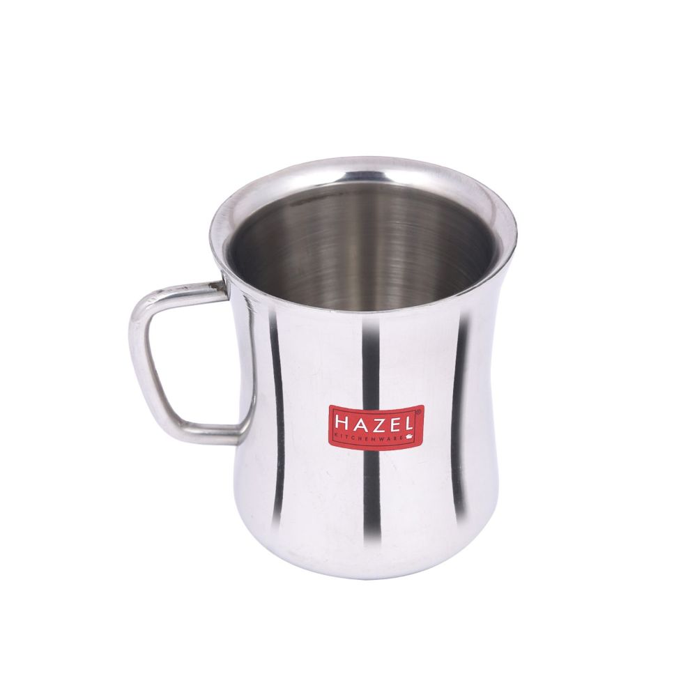 HAZEL Stainless Steel Green Tea Coffee Big Damaru Plain Mug, 1 Pc, 200 ml