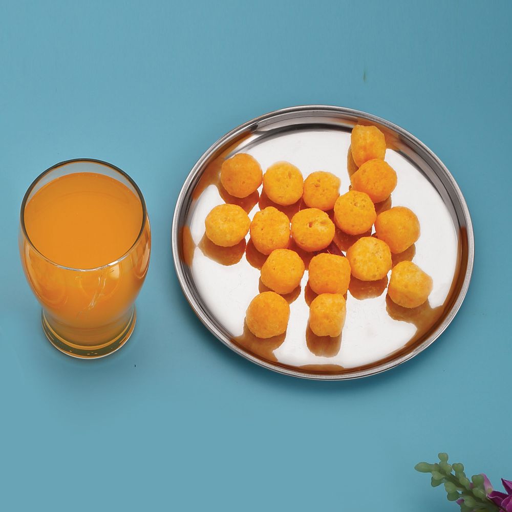 HAZEL Stainless Steel Breakfast Plate with Glossy Finish | Quarter Plates for Kids Serveware Tableware | Thali plates For Kitchen | Serving Plates Set of 1, 23.5 cm