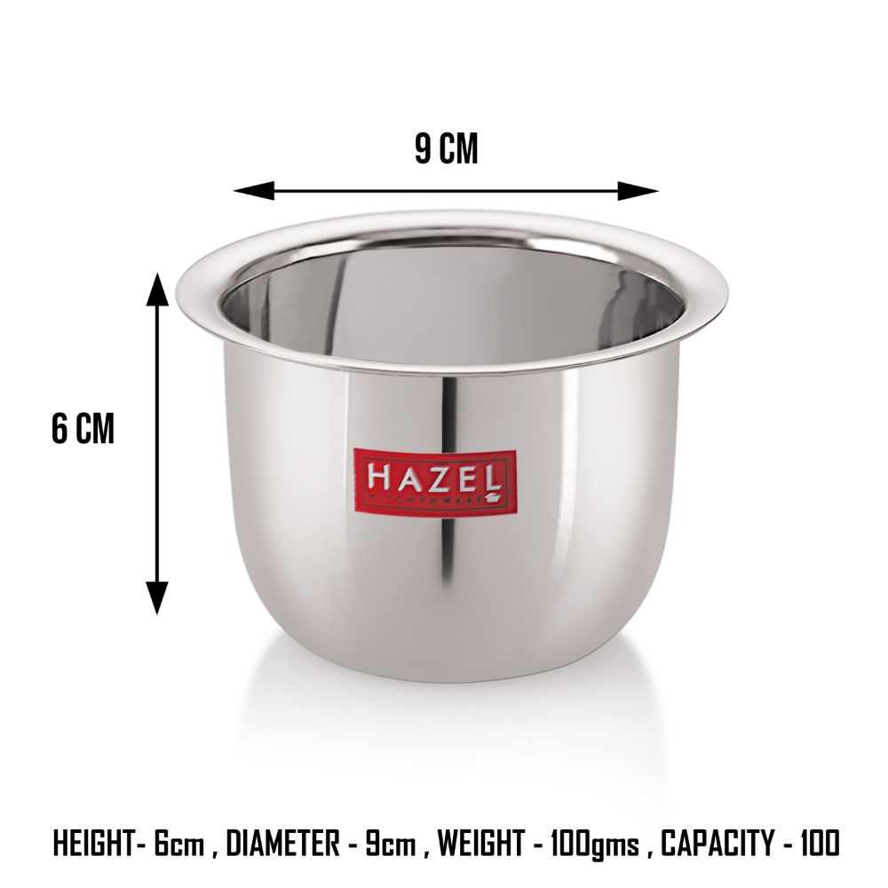 HAZEL Stainless Steel Tea Glasses Mini Traditional Design Coffee Milk Serving Glass Patra Pela, 9 cm, 100 ML, Silver