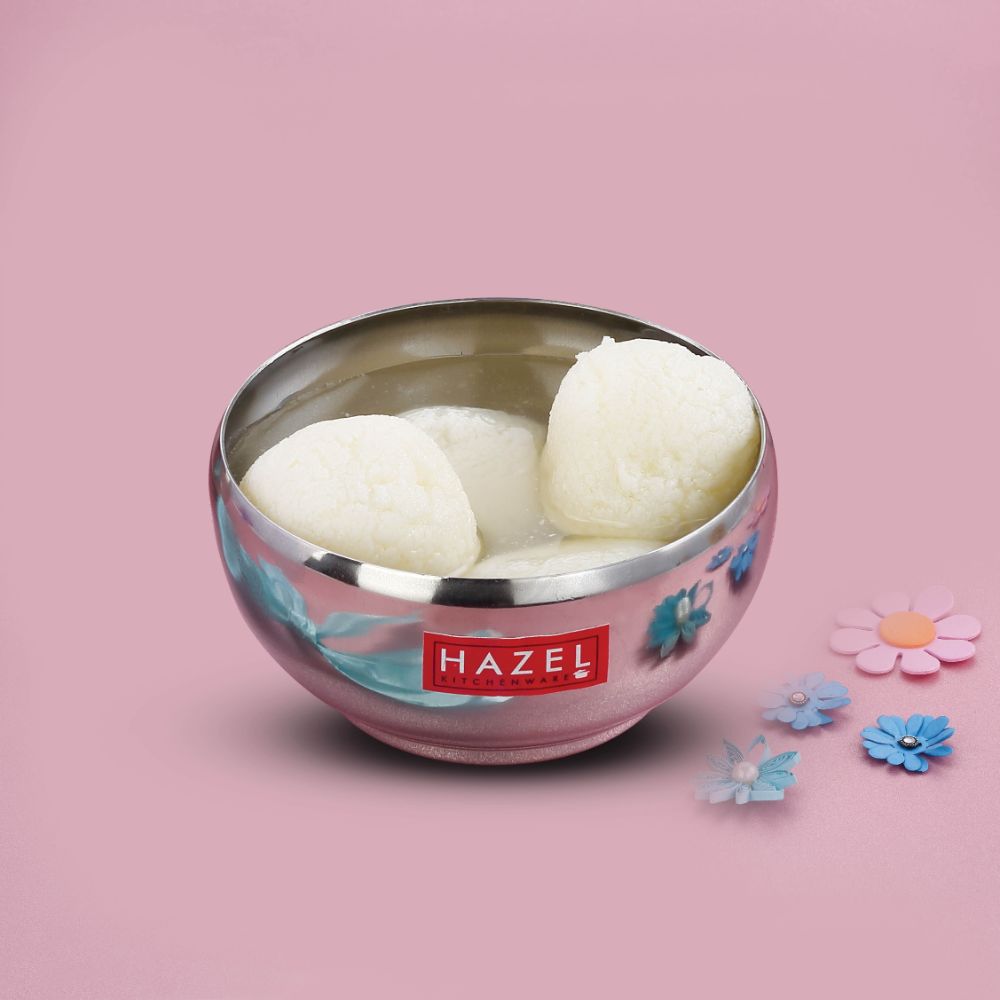 HAZEL Stainless Steel Serving Bowl | Bowl for Dessert, Cereal, Smoothie | Steel Katori for Serving | 200 ml, Silver