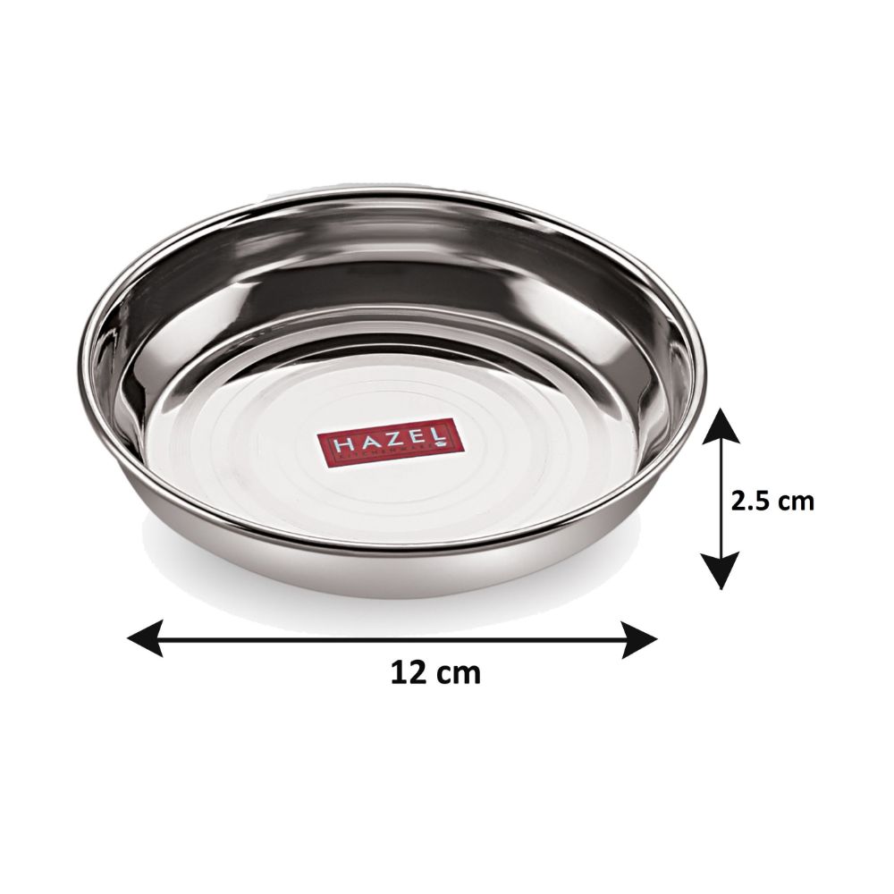 HAZEL Stainless Steel Plates Set | Small Steel Plates For Snacks | Breakfast Plates, 200 ML, Set of 1