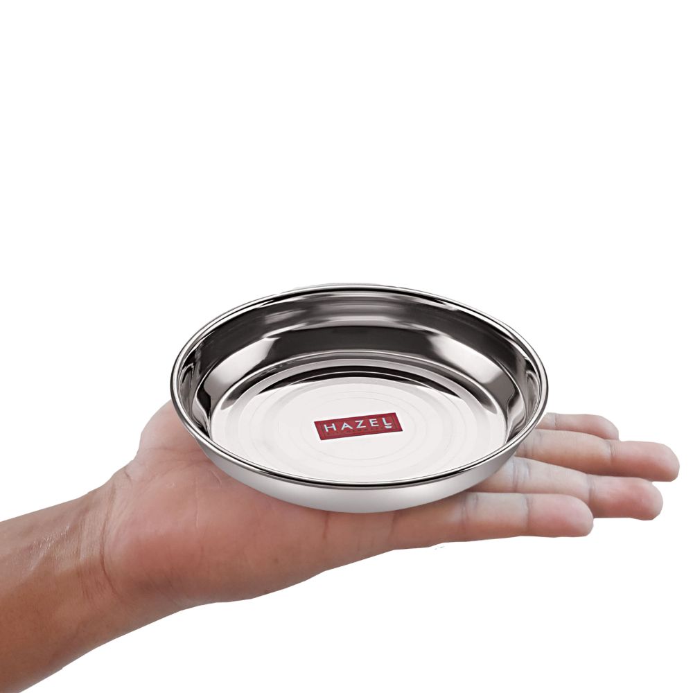 HAZEL Stainless Steel Plates Set | Small Steel Plates For Snacks | Breakfast Plates, 200 ML, Set of 1