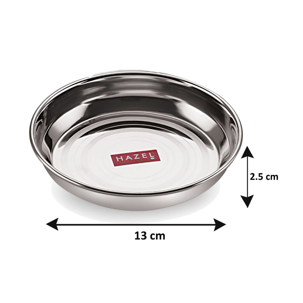 HAZEL Stainless Steel Plates Set | Small Steel Plates For Snacks | Breakfast Plates, 300 ML, Set of 1