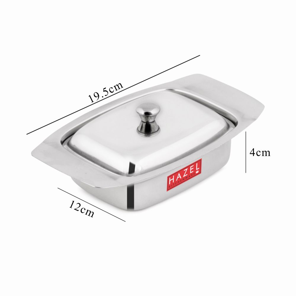 HAZEL Stainless Steel Butter Box with Lid | Butter Dish with Cover for Storing 500 gram Butter
