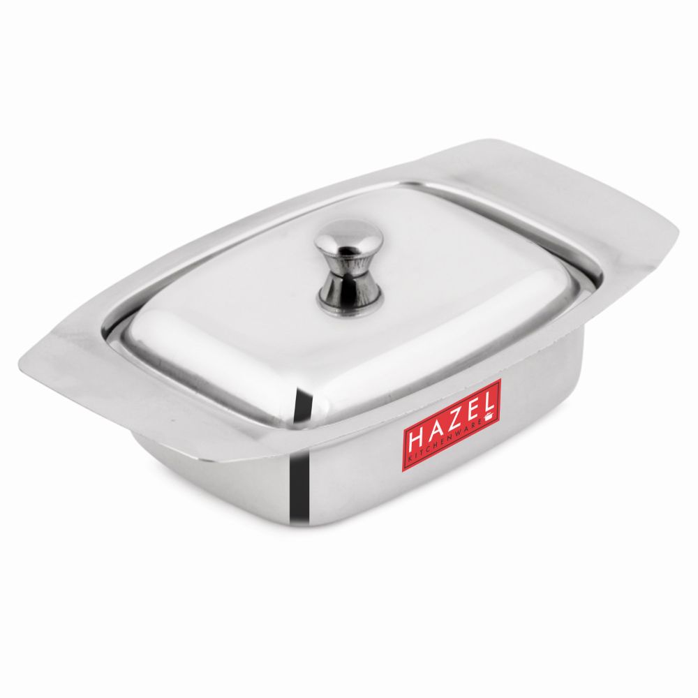 HAZEL Stainless Steel Butter Box with Lid | Butter Dish with Cover for Storing 500 gram Butter