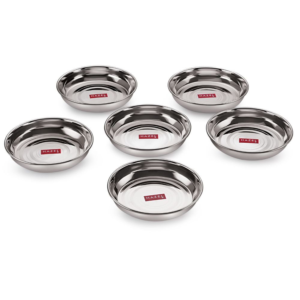 HAZEL Designer Steel Dishes / Plates - 6 Pcs Set - Small
