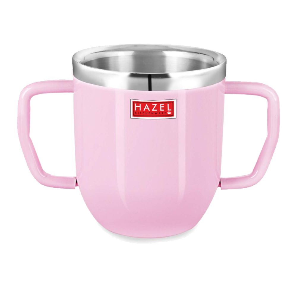 HAZEL Stainless Steel Double Handle Baby Mug, 250 ML, Pink