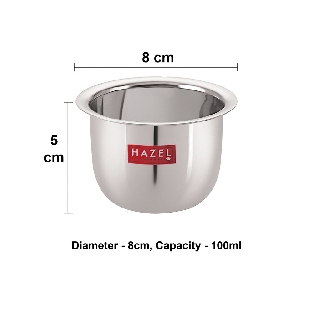 HAZEL Stainless Steel Tea Glasses Mini Traditional Design Coffee Milk Serving Glass Patra Pela, 8 cm, 100 ML, Silver