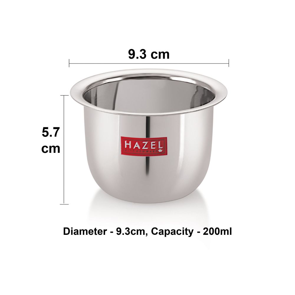 HAZEL Stainless Steel Tea Glasses Mini Traditional Design Coffee Milk Serving Glass Patra Pela, 9.3 cm, 200 ML, Silver