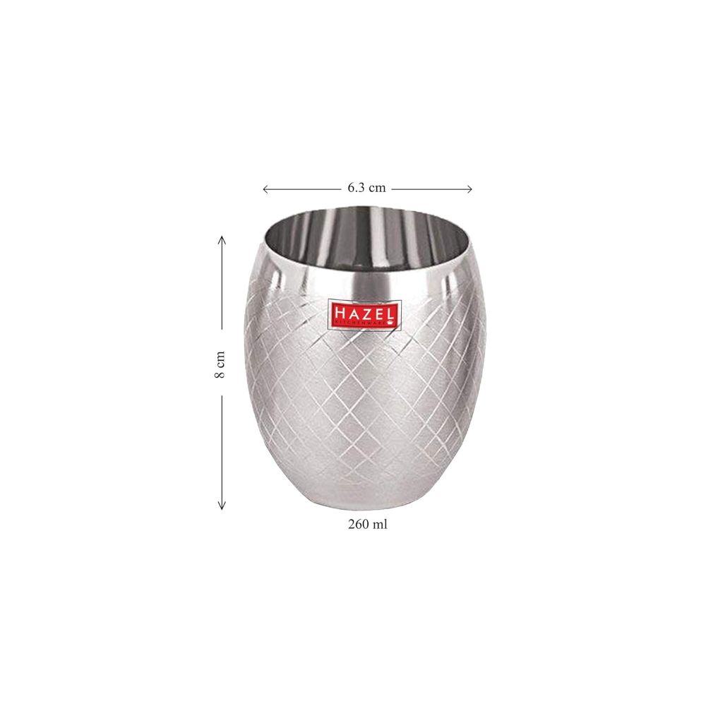 HAZEL Matt Finish Designer Stainless Steel Drinking Glasses 260 ml, Silver