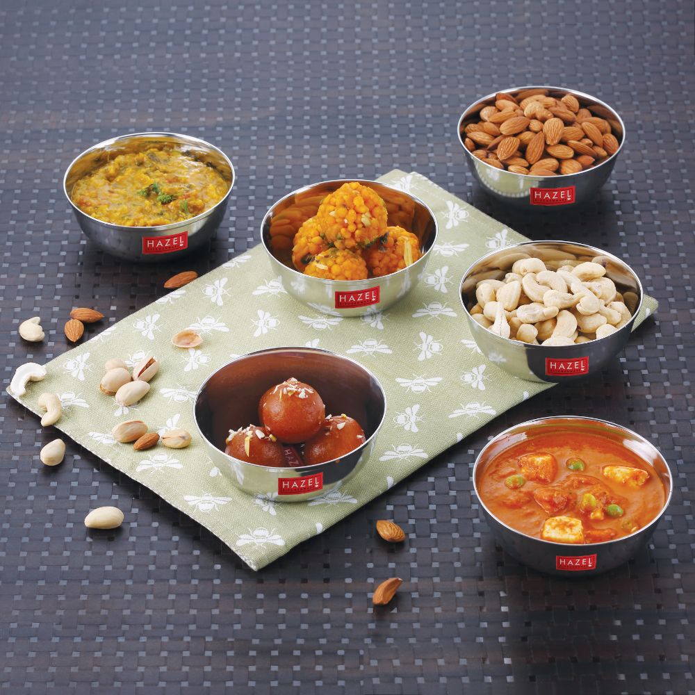 HAZEL Steel Vatti / Bowl - 6 Pcs Set - Large