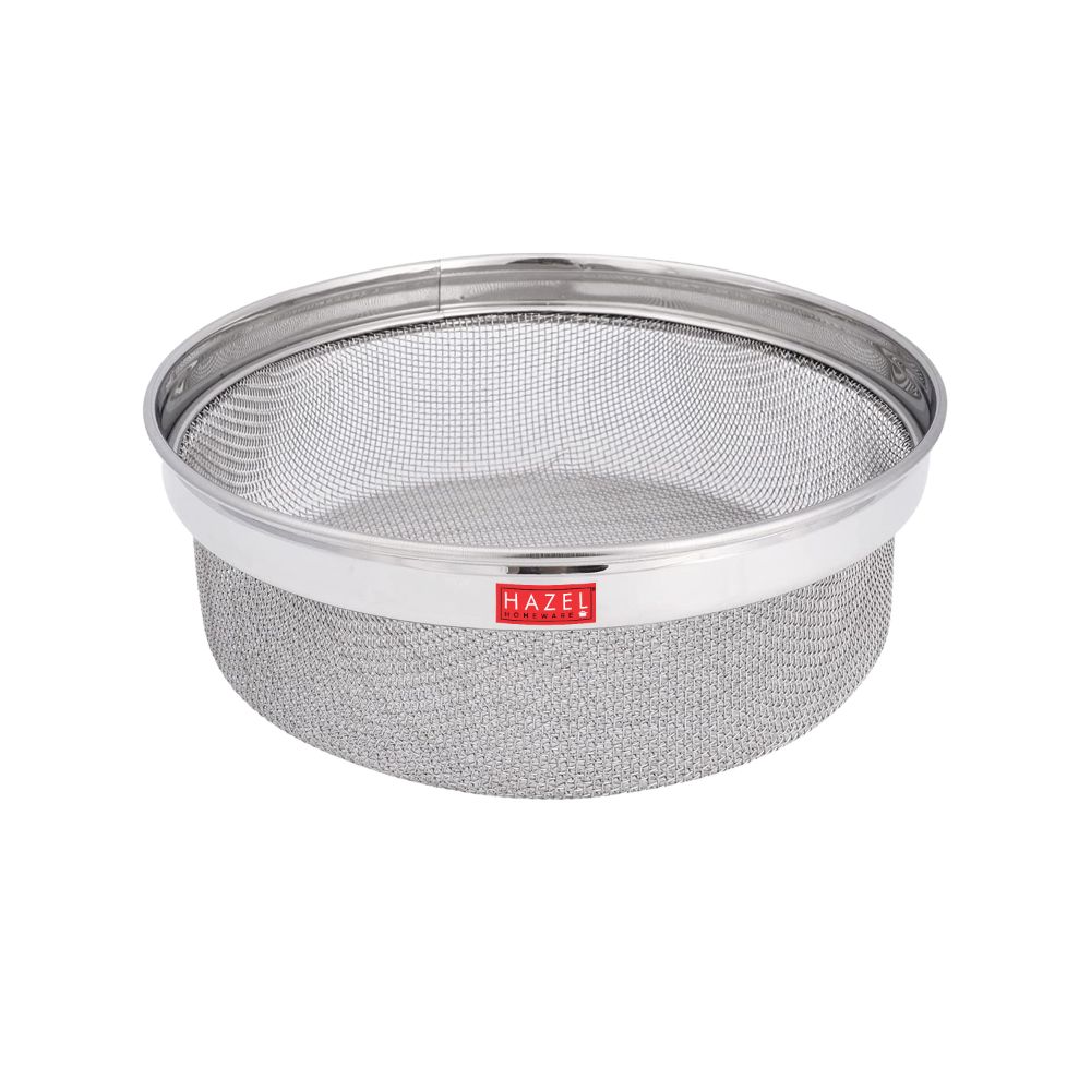 HAZEL Stainless Steel Strainer Basket Without Handle | Steel Fruits Basket | Vegetable Basket for Kitchen | Washer Colander Sieve For Kitchen | 21.5 cm