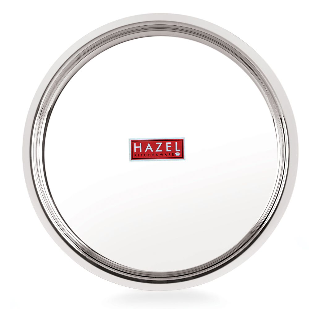 HAZEL Stainless Steel Plates Set | Premium Mirror Finish Thali Set Stainless Steel | Heavy Gauge Steel Plates Set For Dinner & Lunch Set of 1, 25 cm