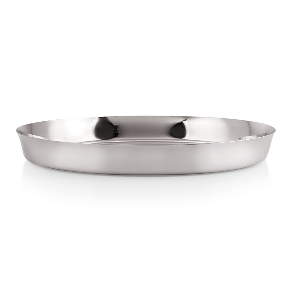 HAZEL Stainless Steel Plates Set | Premium Mirror Finish Thali Set Stainless Steel | Heavy Gauge Steel Plates Set For Dinner & Lunch Set of 1, 21 cm
