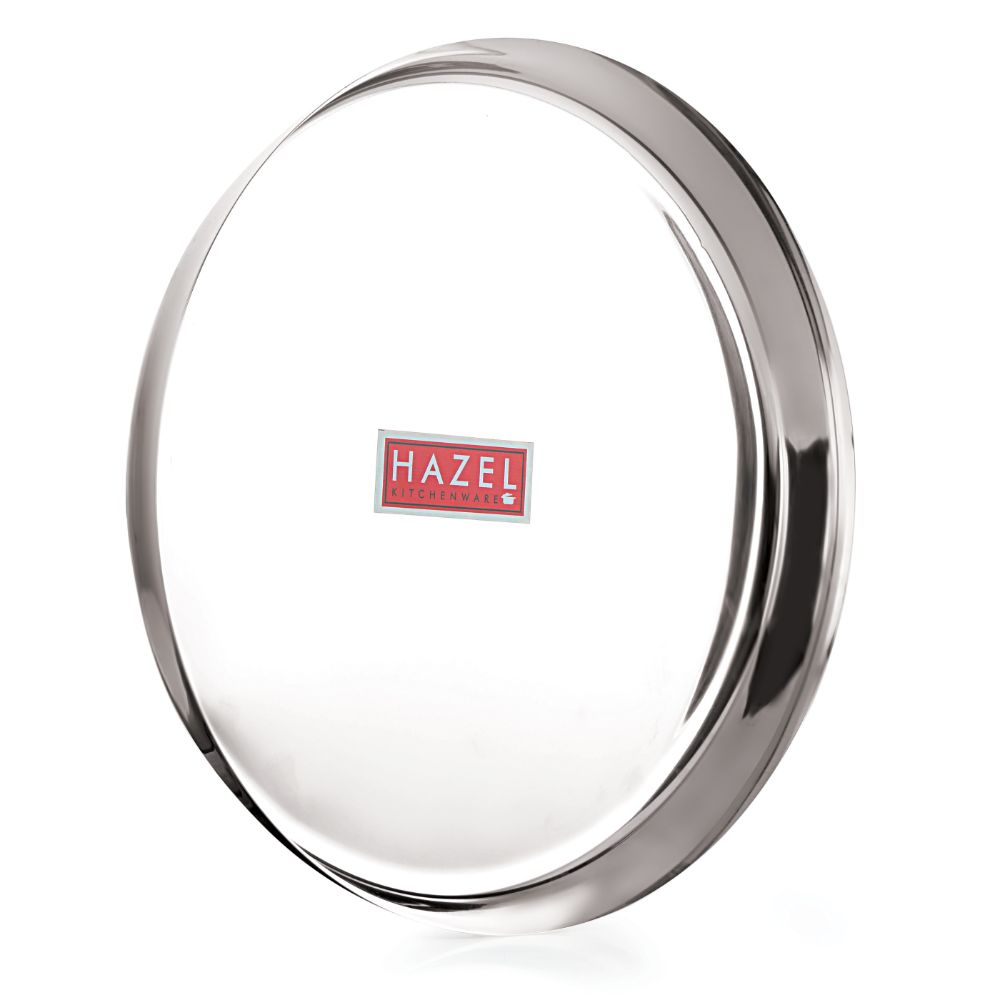 HAZEL Stainless Steel Plates Set | Premium Mirror Finish Thali Set Stainless Steel | Heavy Gauge Steel Plates Set For Dinner & Lunch Set of 1, 25.5 cm
