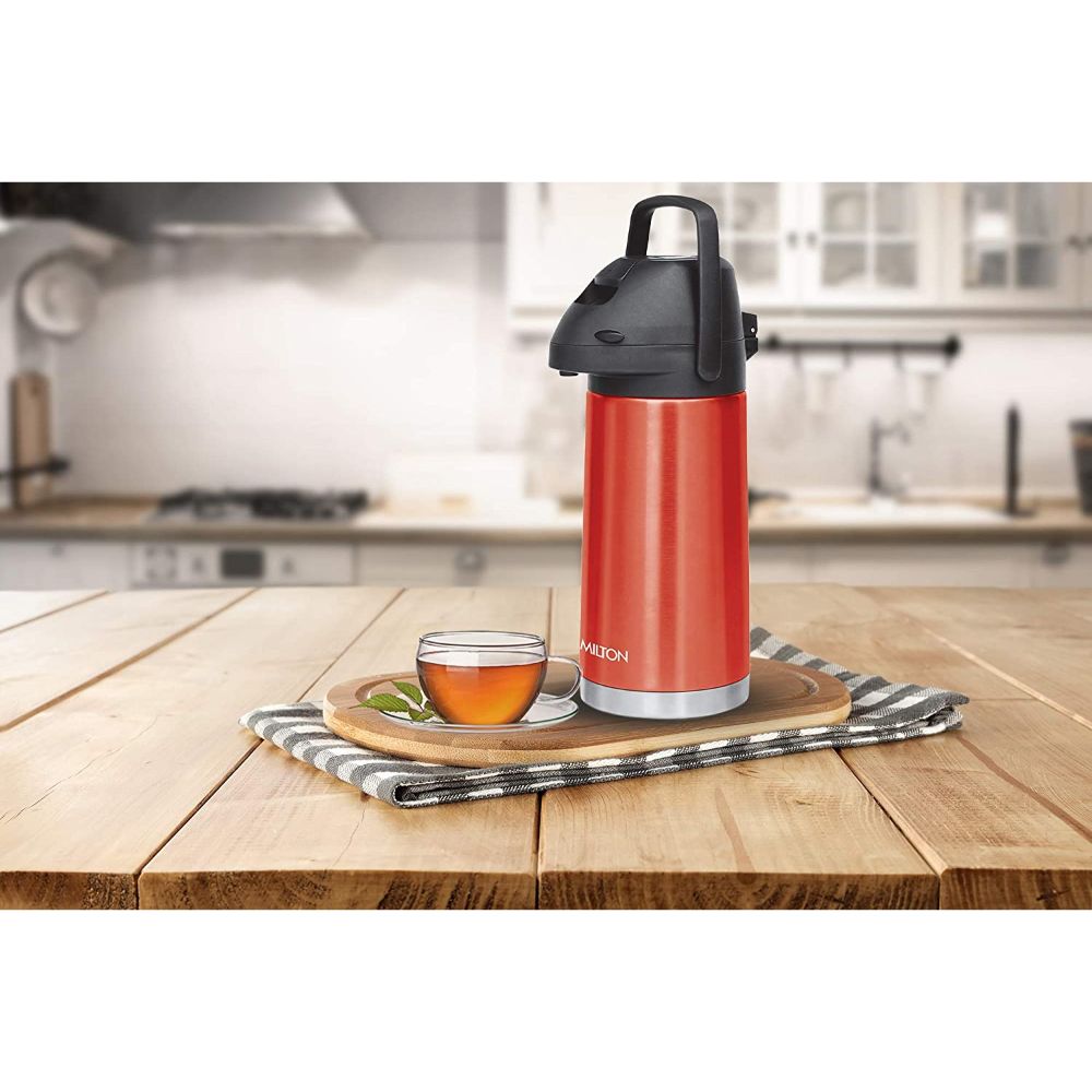 Milton Pinnacle-1600 Thermosteel Carafe Hot & Cold Vacuum Insulated Kettle, 1600 ML, Red