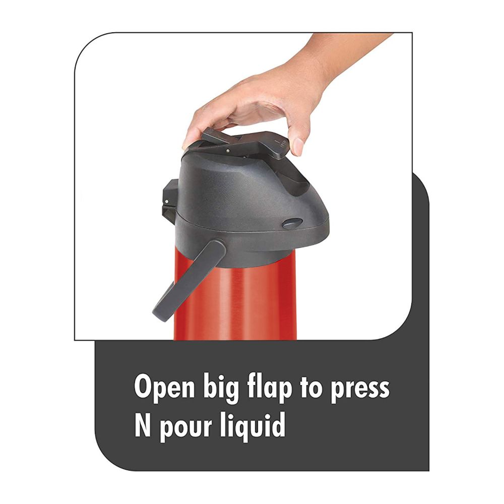 Milton Pinnacle-1600 Thermosteel Carafe Hot & Cold Vacuum Insulated Kettle, 1600 ML, Red