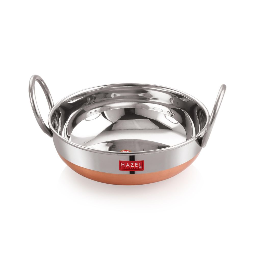 HAZEL Heavy Duty Stainless Steel Kadai with Copper Bottom