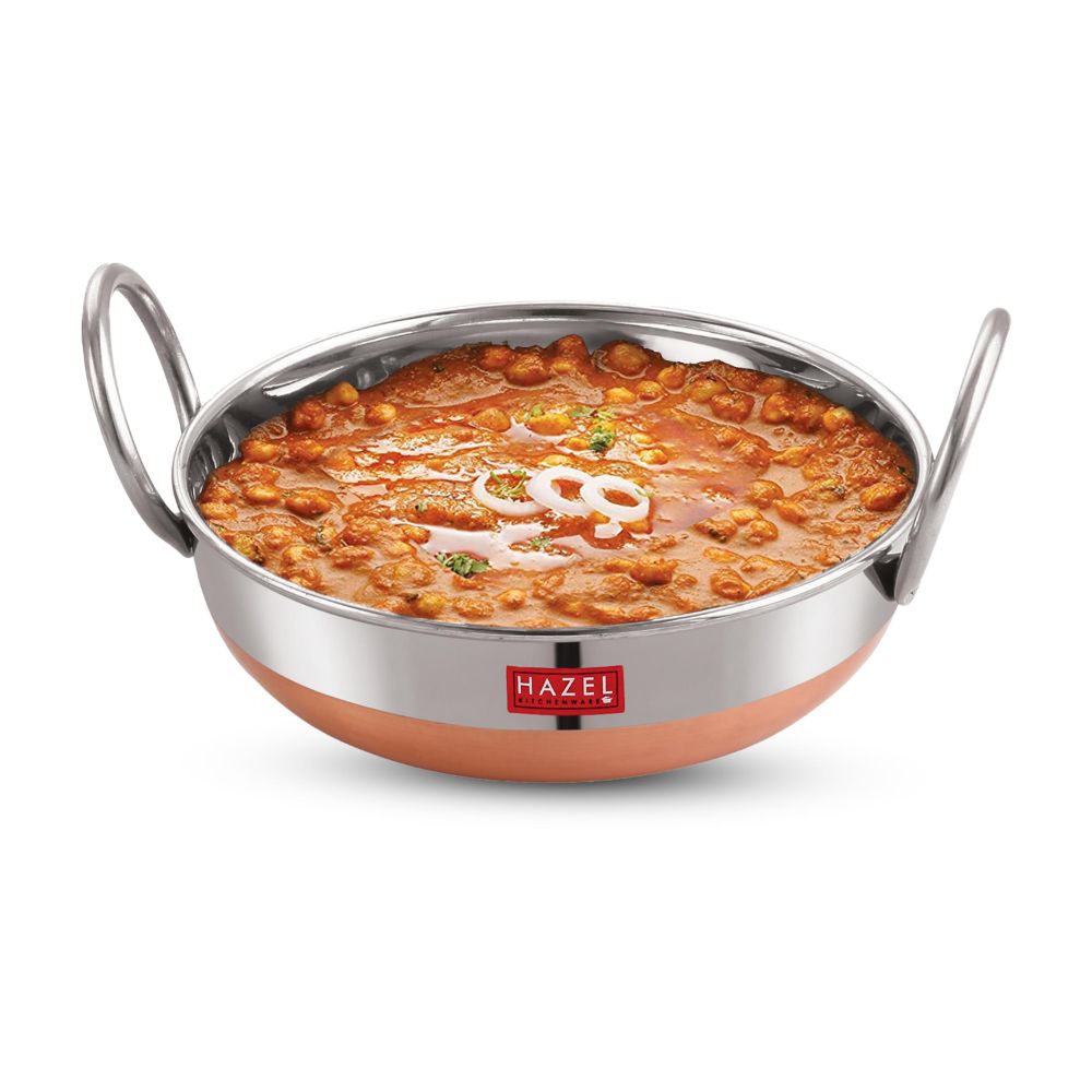 HAZEL Heavy Duty Stainless Steel Kadai with Copper Bottom