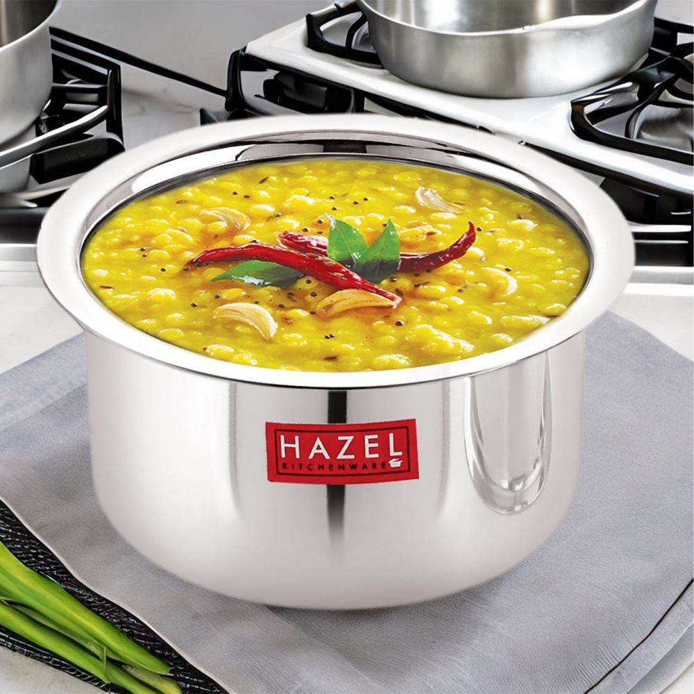 HAZEL Alfa Stainless Steel Flat Tope Without Lid, Set of 3, 300, 500 & 700 ml, Silver