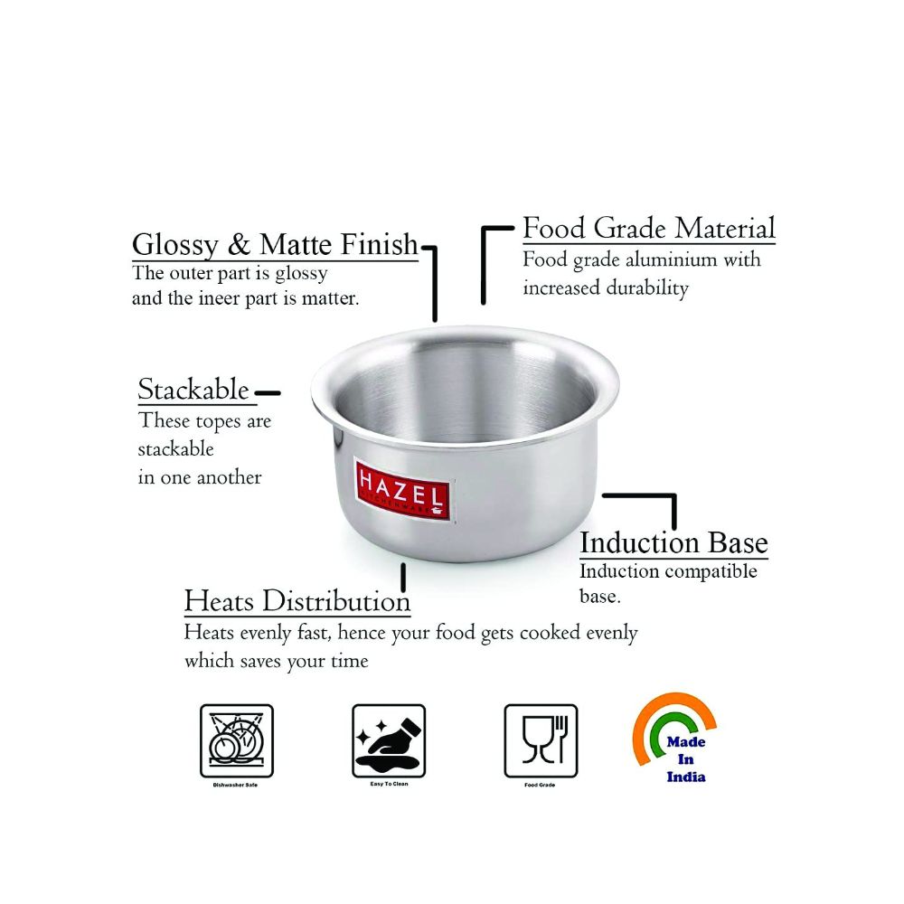 HAZEL Aluminium Induction Tope (2000 ML, 1pc) Silver