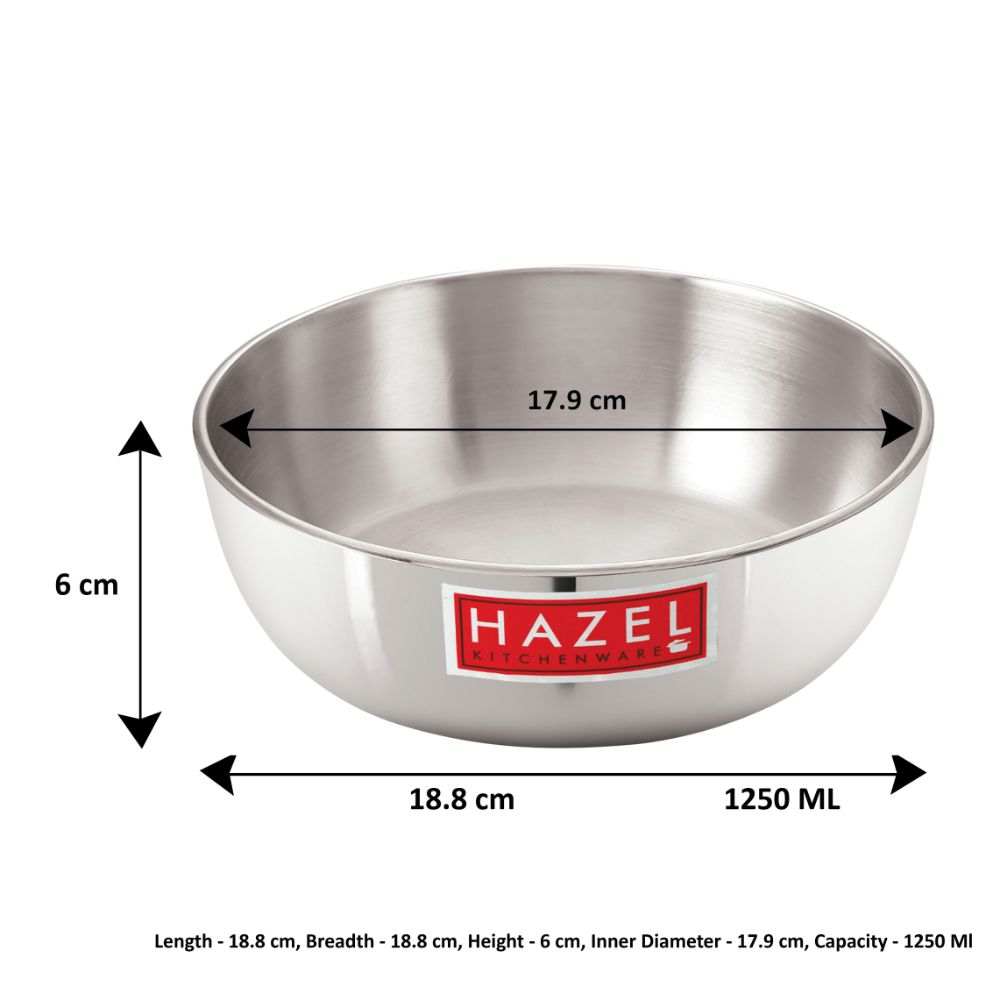 HAZEL 4mm Aluminium Induction Bottom Tasra, 1250 ML, Silver