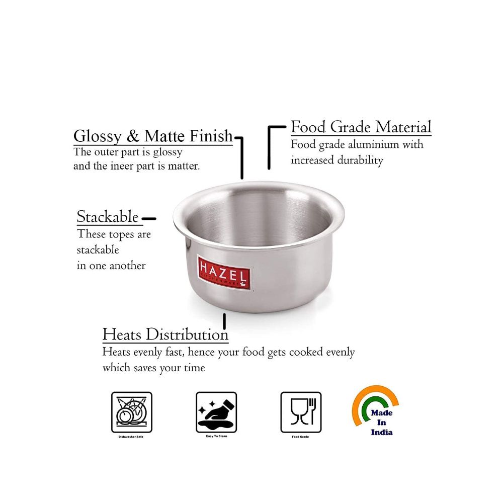 HAZEL Aluminium Tope (2000 ML, 1pc) Silver