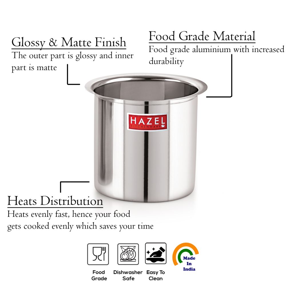 HAZEL Steel Milk Pot Set of 5 | Stainless Steel Milk Boiler Container | Milk Boiling Vessel Gunj for Kitchen, 5 Pc Set, 0.8 litres to 2.8 litres