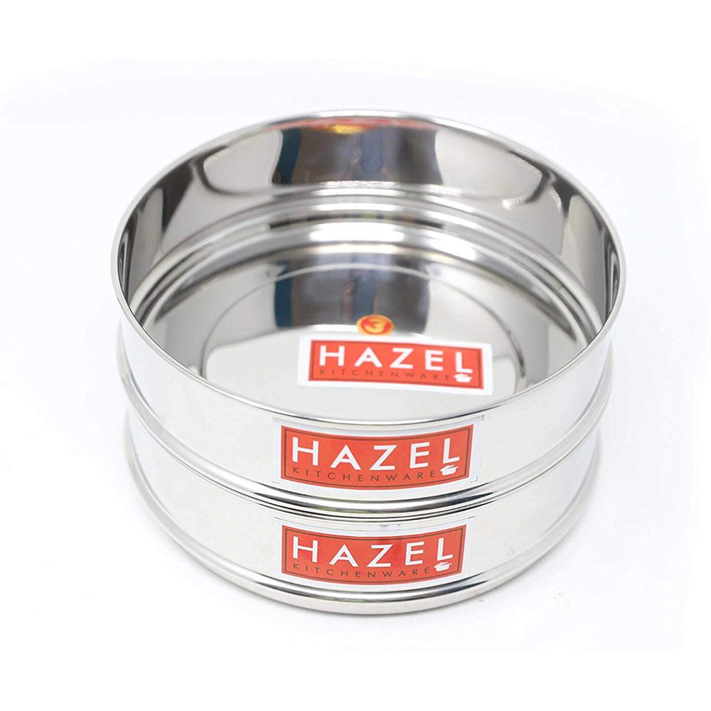 Hazel Alfa Stainless Steel Stackable Seperator, Cooker Dabba for 5 Ltr Pressure Cooker - 16 cm, Set of 2