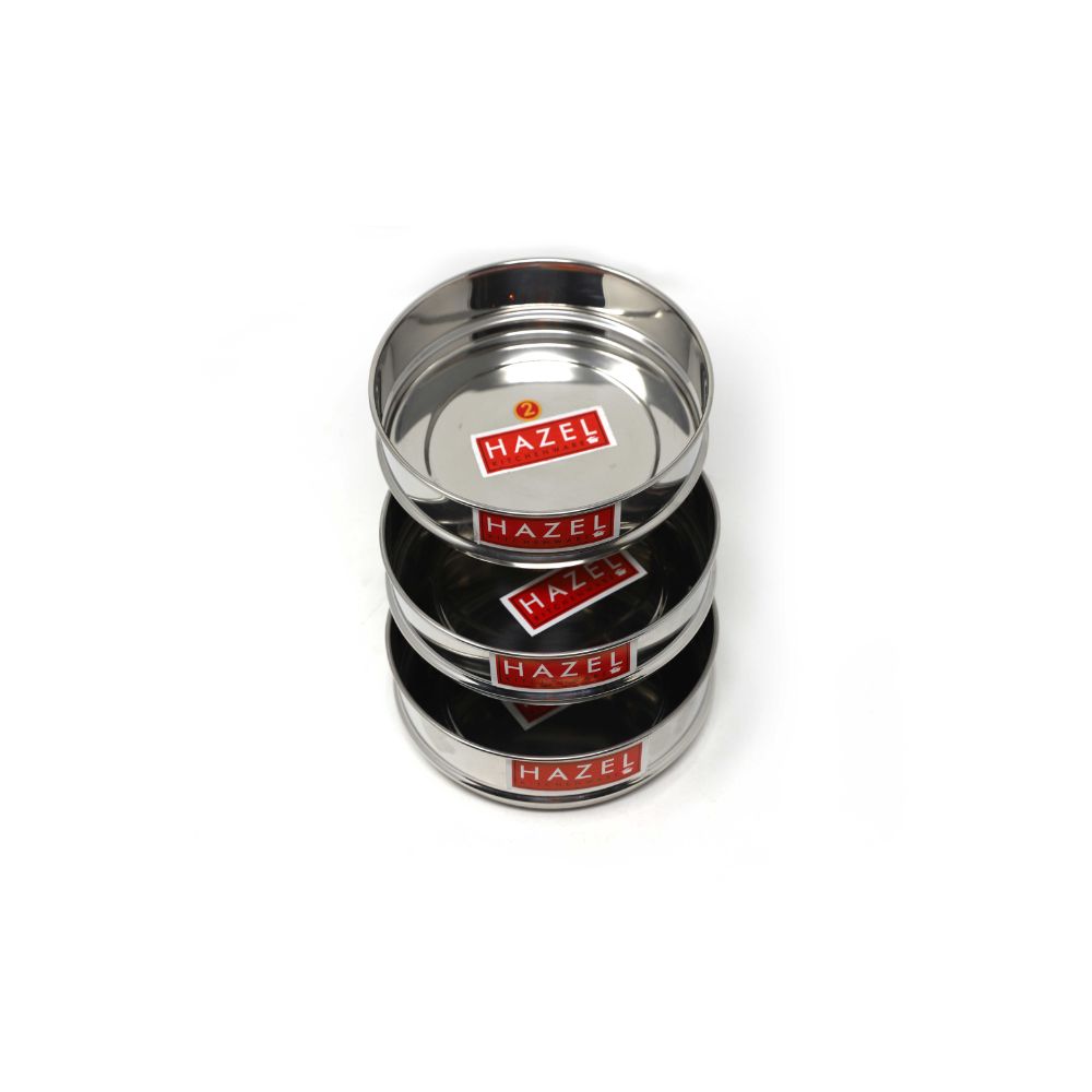 HAZEL Alfa Cooker Container | Cooker Vessel Set For 750 Ml I Set Of 3 With Glossy Finish Stainless Steel Utensil Set | Rice Cooker Dabbas, Stackable Cooker Separators, Silver, 8 Liter