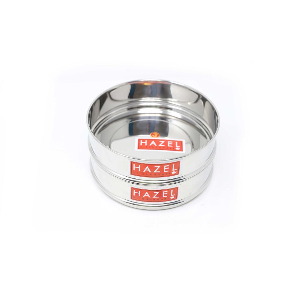 HAZEL Alfa Stainless Steel Stackable Separator Dabba For 6 Ltr Pressure Cooker - 16.5 Cm, Silver, Set Of 2, 6 Liter