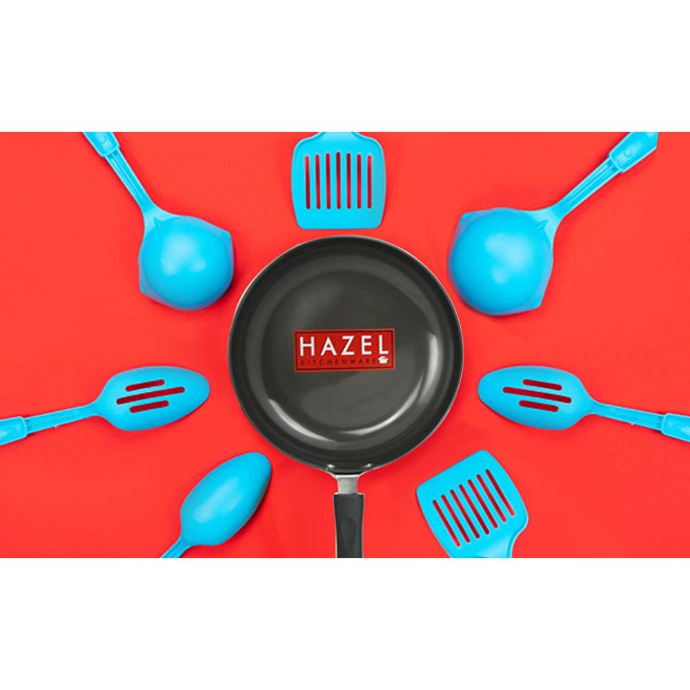 HAZEL 3 mm Hard Anodised Frying Pan Aluminium Anodized Fry Pan, Black (1300 ML, Non Induction)