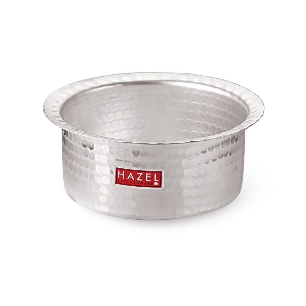 HAZEL Aluminium Hammered Tope Set with Lid I Patila Set of 5, 900 ML, 1.2L, 1.5L, 1.8L, 2.3L | Food-Grade Aluminium Kitchen Utensils for Traditional Indian Cooking I Utensils Set for Kitchen