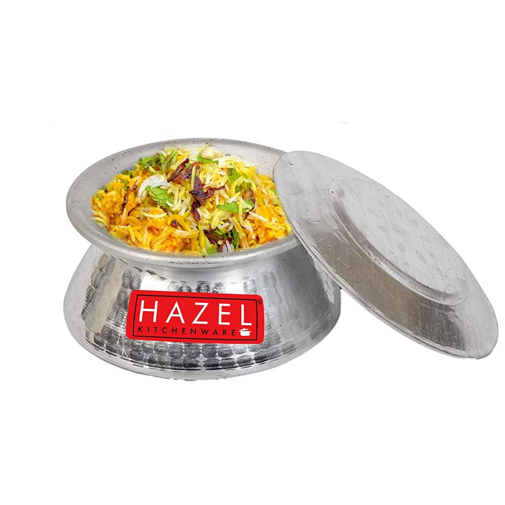 HAZEL Aluminium Hammered Finish Kadhai Handi, 950 ml, Silver