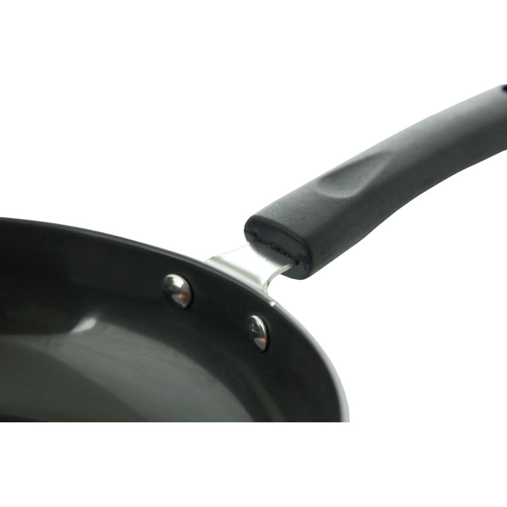 HAZEL 3 mm Hard Anodised Frying Pan Aluminium Anodized Fry Pan Induction Base, 2200 ml, 23.5 cm, Black