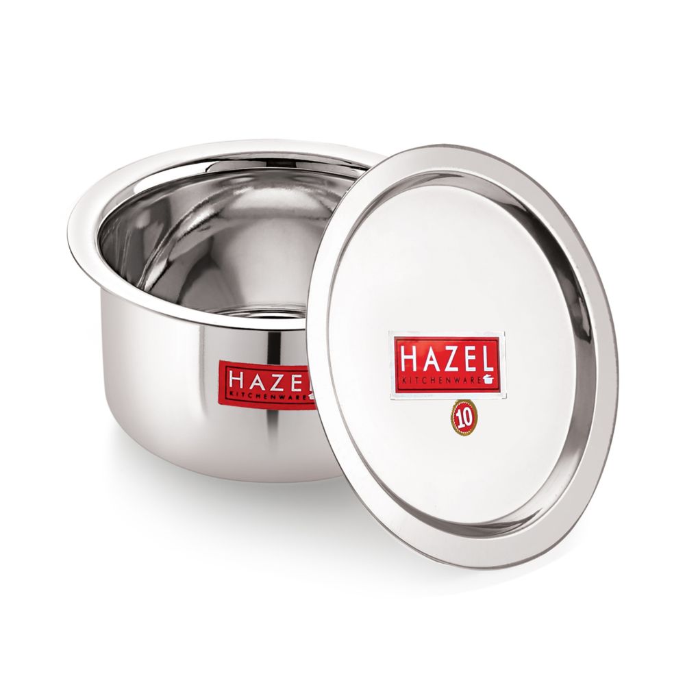 HAZEL Utensils Set for Kitchen | Steel Tope Set with Lid and Heavy Gauge Round Bottom, Set of 1, 1000 ml | Boiling Vessels, Multipurpose Steel Bhagona