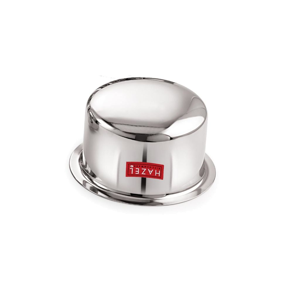 HAZEL Alfa Stainless Steel Tope Patila with Lid Premium Heavy Gauge Round Bottom Boiling Vessels Bhagona Dekchi, 21 cm, 2.4 Litre, Silver